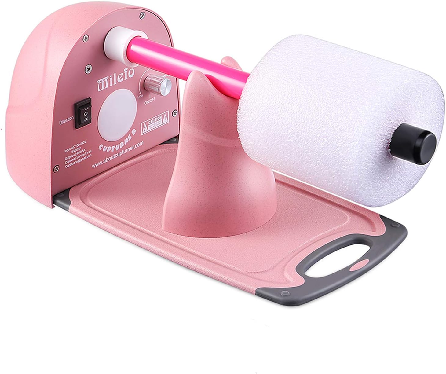 MiLefo Cup Turner,Cuptisserie for Epoxy Tumbler,Ready-to-Use Tumbler Spinner Kit with 4 Pool Noodles,Speed Regulation(Pink)