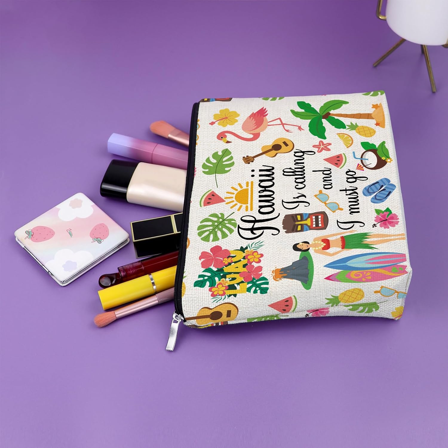 Sazuwu Hawaii Gift Hawaii Trip Makeup Bag Weekend Travel Toiletry Bag image 5