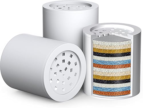 G-Promise Paquete de 3 cartuchos de repuesto de filtro de ducha de 16 etapas para agua dura, universalmente compatible con cualquier diseño similar,