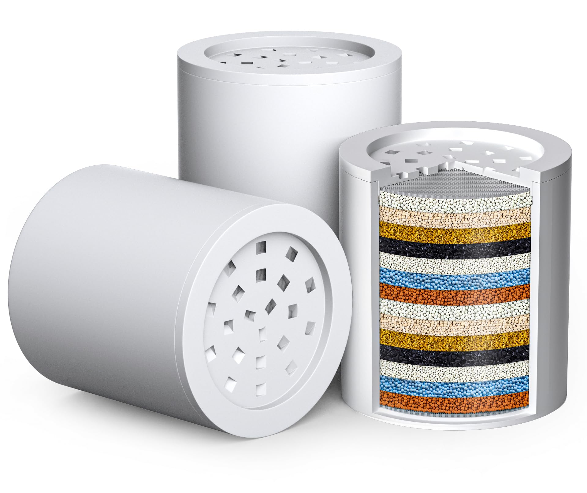 G-Promise Confezione da 3 cartucce di ricambio per filtro doccia a 15 fasi, filtro doccia per acqua dura, universalmente compatibile con qualsiasi design simile, addolcitore d'acqua per doccia ad alto