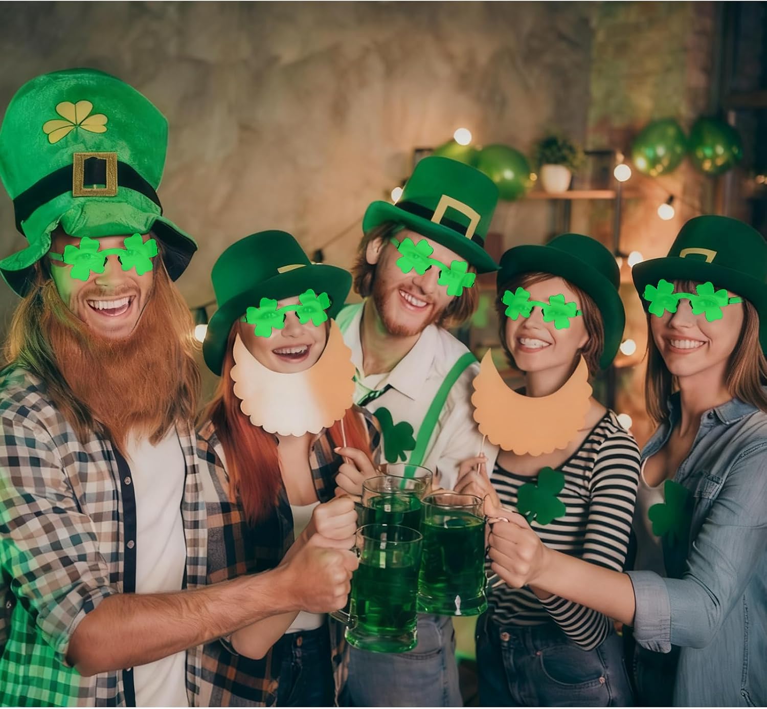 24Pack St. Patrick's Day Glasses for Irich Saint Patricks Day Accessories Party Favor Supplies Props Decorations
