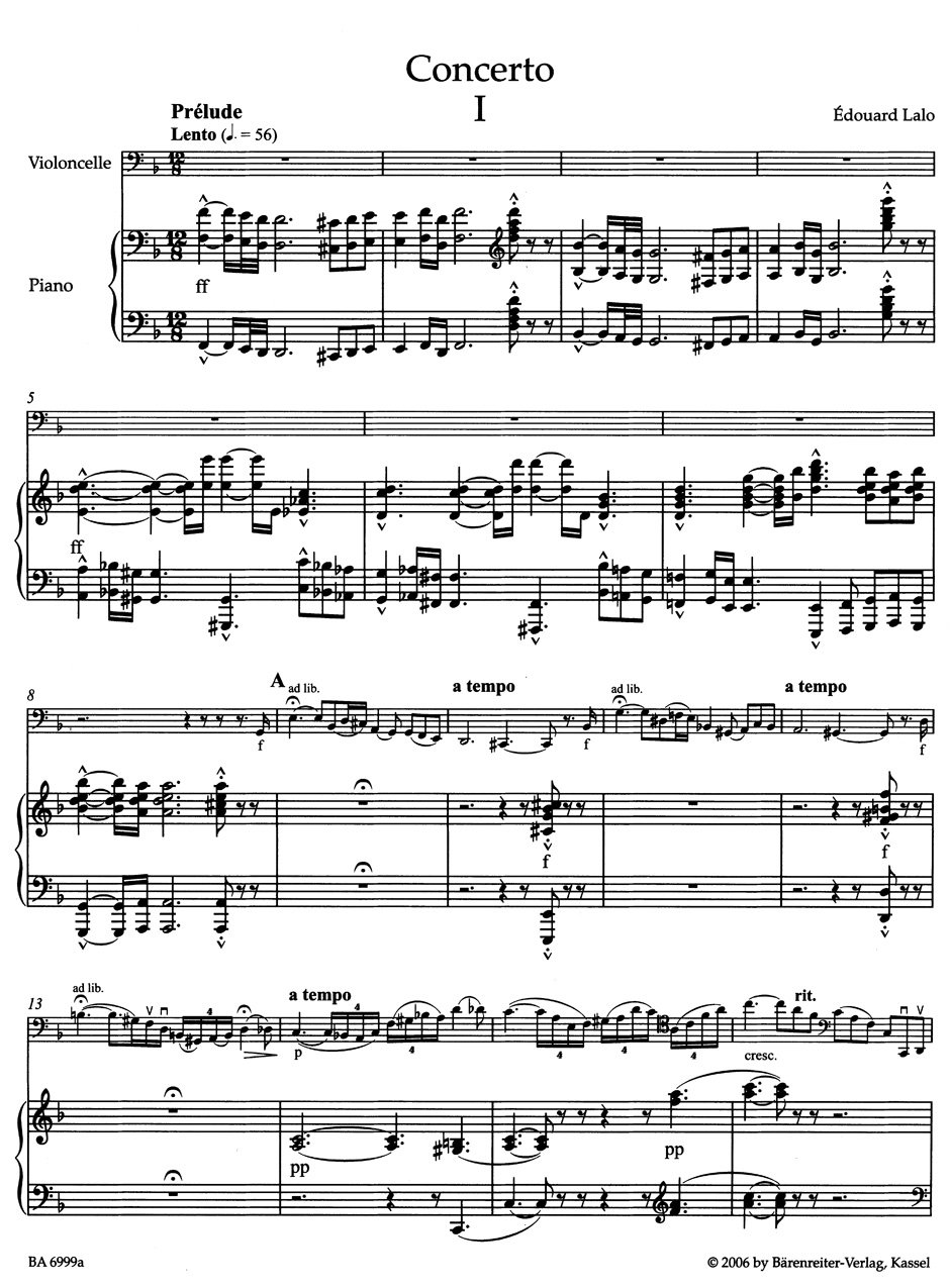 Edouard lalo : cello concerto in d minor - concerto en re mineur -violoncelle et piano