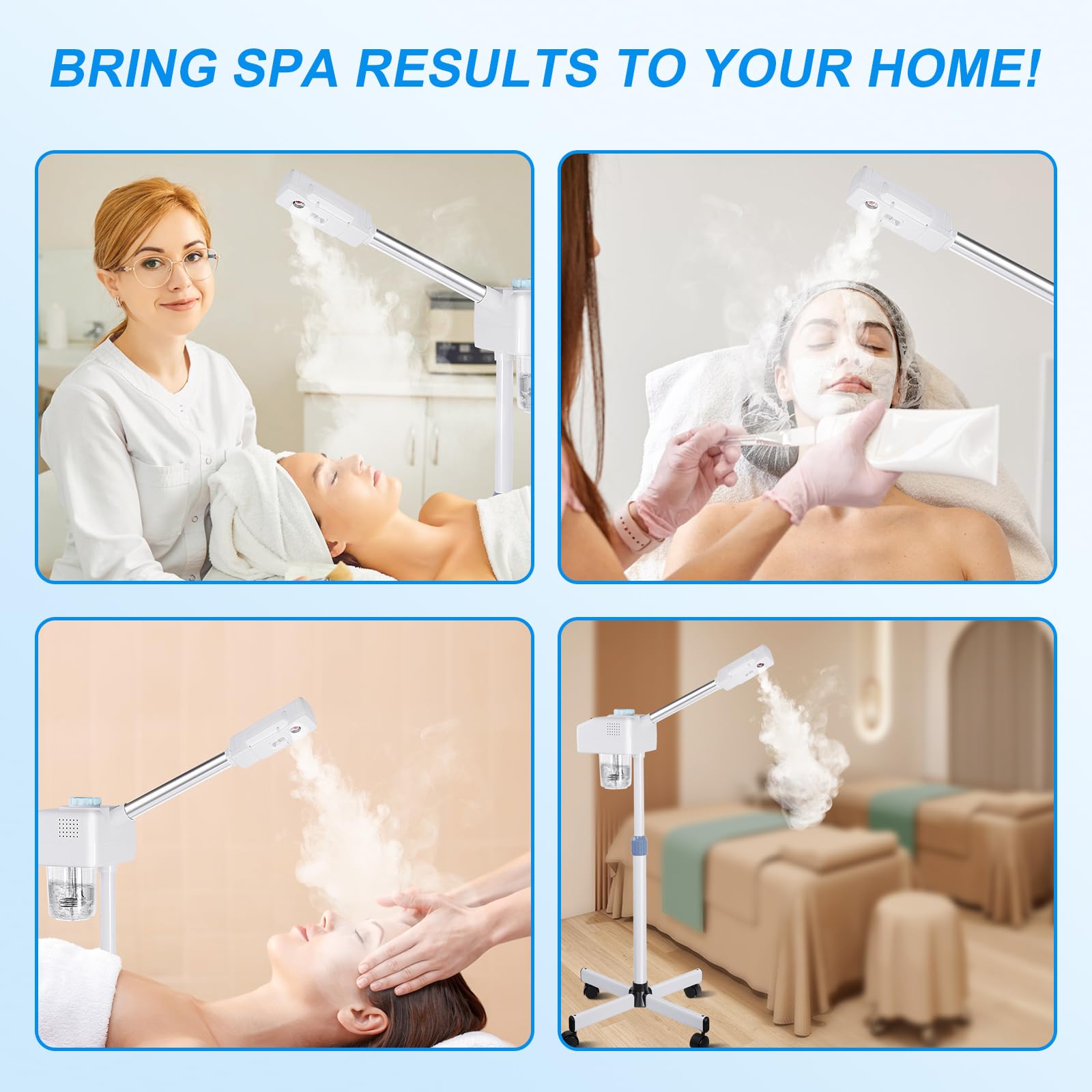 Vapore Viso Verticale Sauna Viso Pulitore Pori Vapore Macchina Spa Umidificatore Bellezza Caldo e Freddo Vapore Viso Idratante Stand per Spa, Salone e Casa