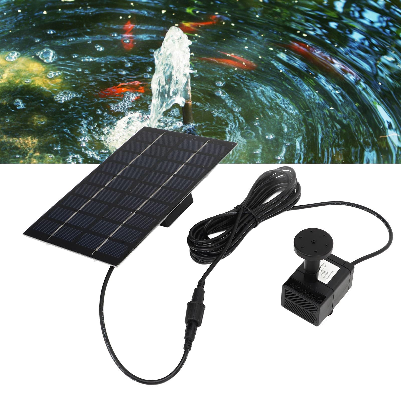 Fontanna Solarna, Zewnętrzna Solarna Pompa Wodna 1,8 W, łatwa W Montażu Fontanna Solarna z Panelem, 4 Dyszami i siatką filtracyjną zapobiegającą Zatykaniu do Kąpieli Ptaków, Stawów