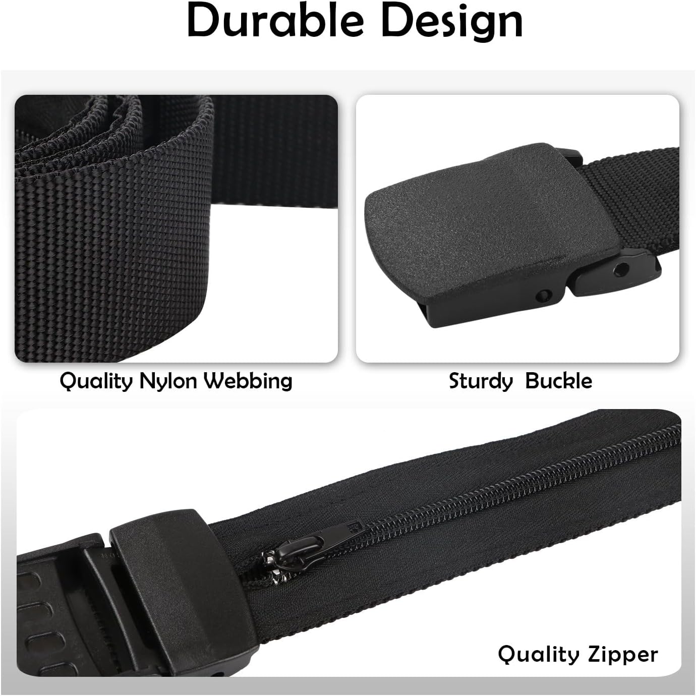 SUOSDEY Travel Money Belt, Nylon Hidden Money Pocket Belt with Plastic Buckle - Image 6