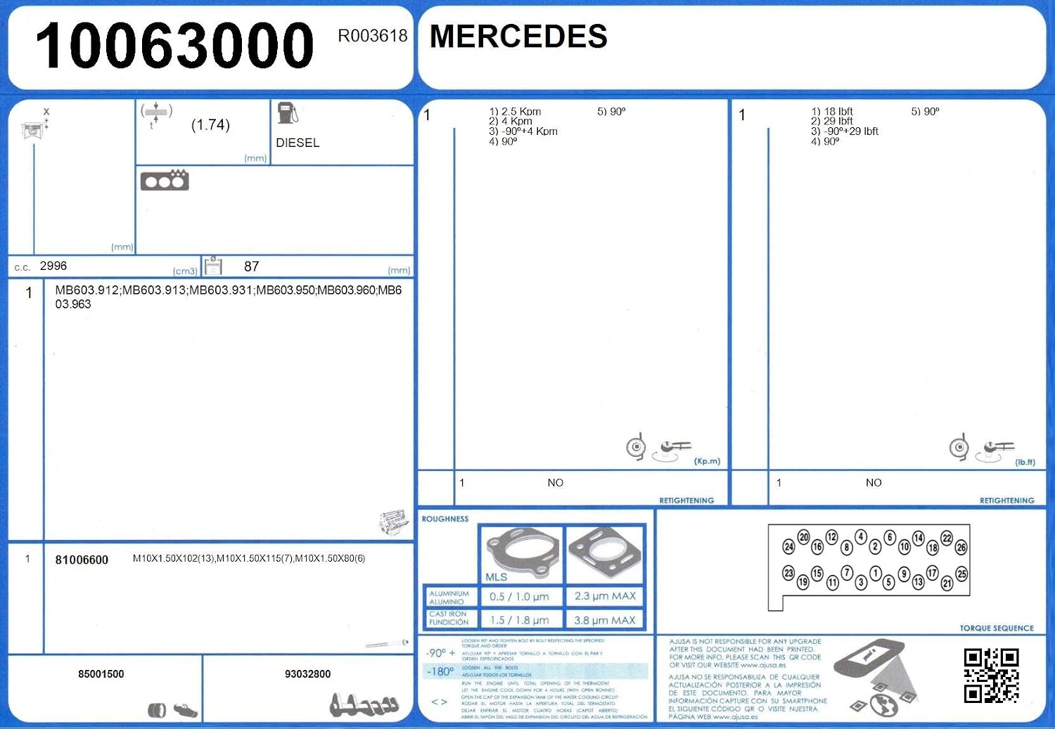 Ajusa 10063000 Gasket cylinder head