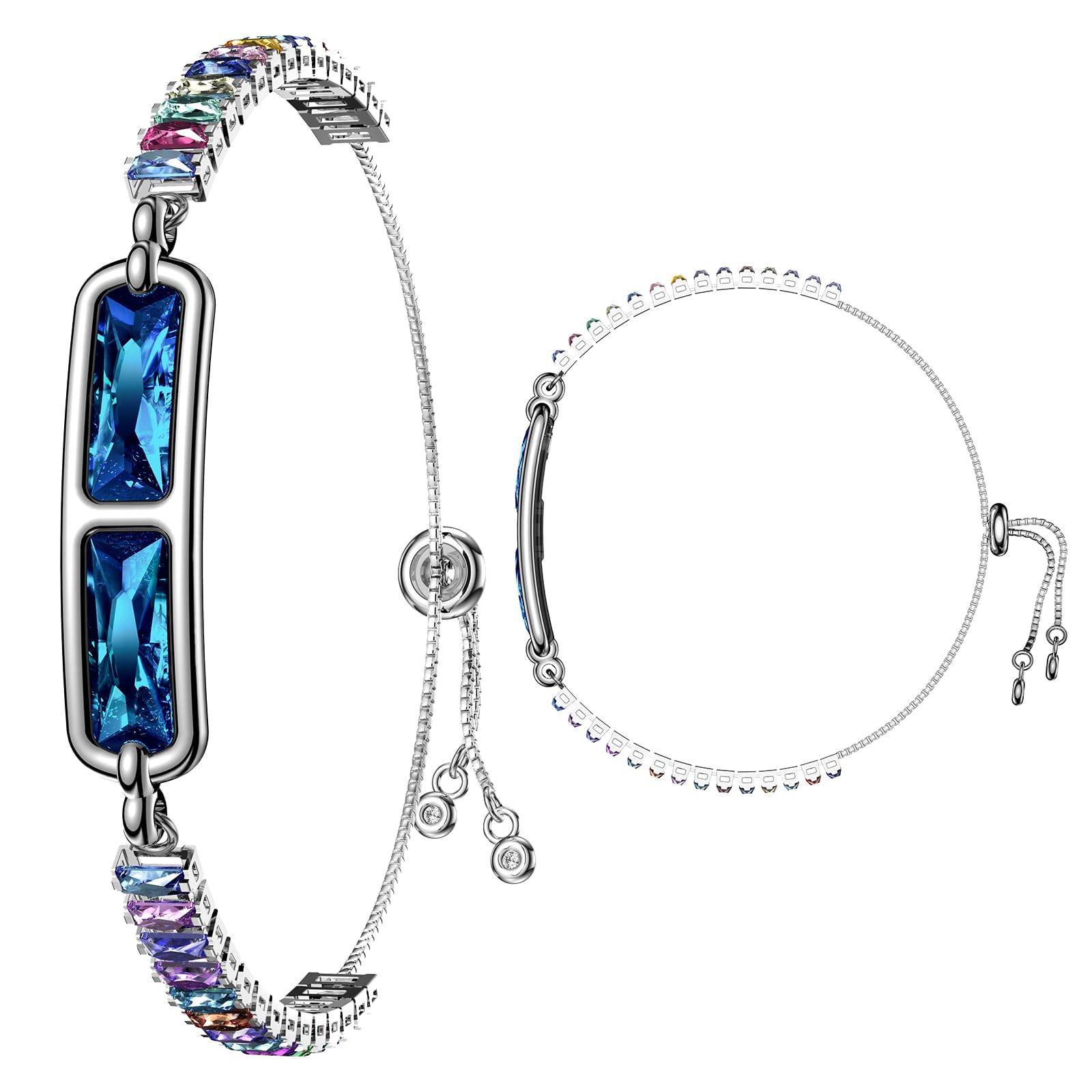 Yihou Smart Bracelet for Women Fitness Tracker Jewelry Fitness Bracelet Smart Band with Sleep Tracker Heart Rate Monitor Diamond for Android iOS Blue Colourful