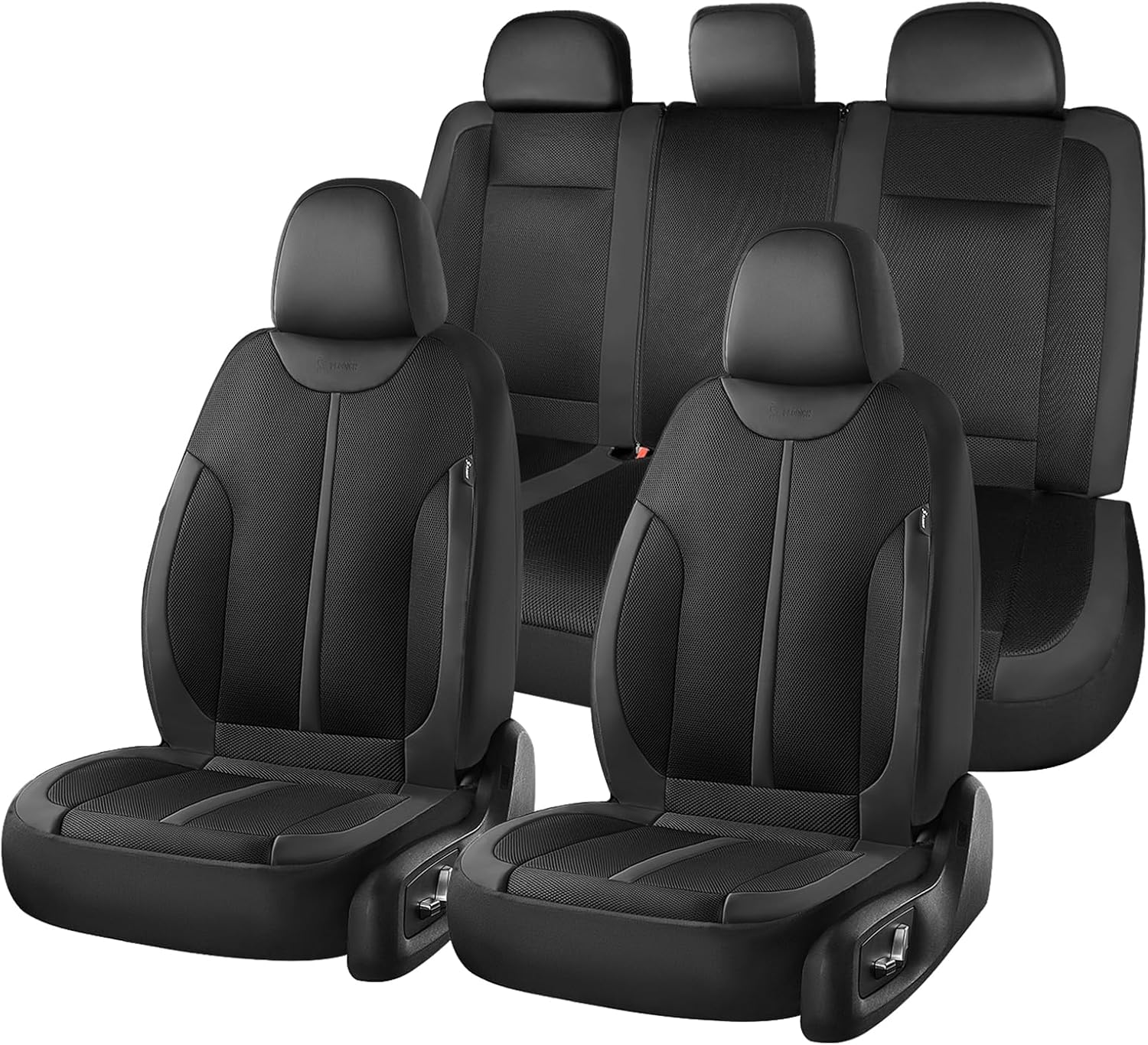 Seat Covers, Car Seat Covers Full Set, Black Seat Covers for Cars 5 Seats, Breathable Car Seat Protector, Front and Rear Car Seat Cushion, Automotive Seat Covers Universal Fit for Most Cars SUV Trucks