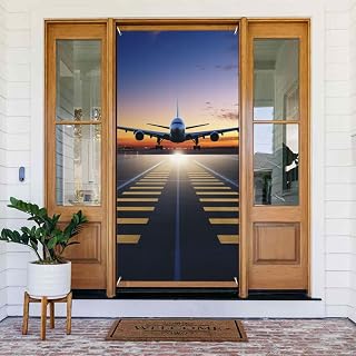 Airport Door Cover Decorations, Welcome Door Banner Backdrop Seasonal Spring Summer Porch Banner Sign Photo Background for Indoor Outdoor Party Decor 72.8 x 35.4 Inch