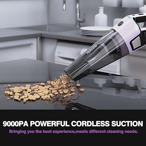 Miniatura 3 de Aspiradora de coche recargable inalámbrica con 2 filtros, aspiradora de mano con succión fuerte de 9000 Pa, mini aspiradora de mano portátil