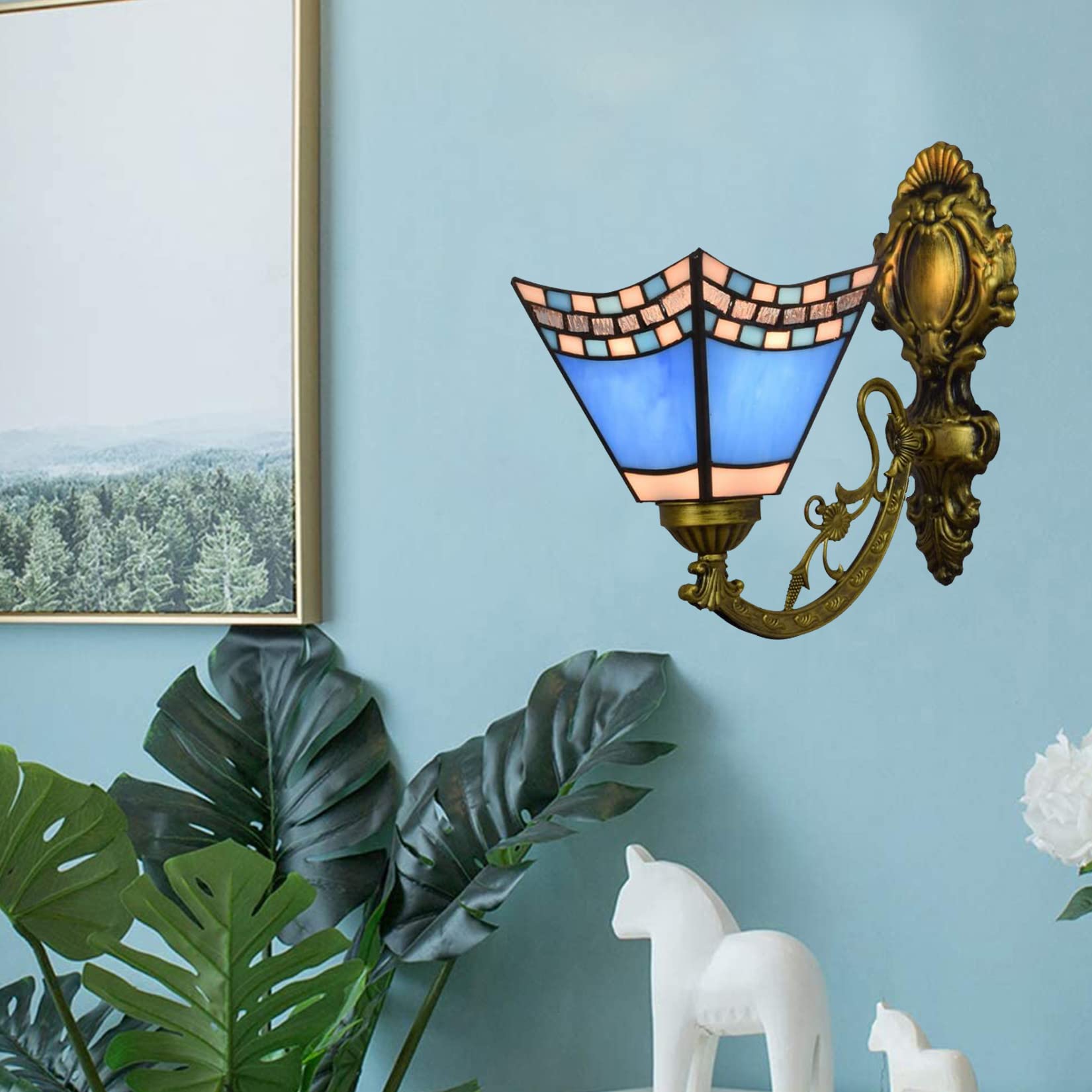 Lampada da Parete in Stile Tiffany Lampada da Parete Decorativa retrò Solida per Scale del Corridoio Camera da Letto Lampada da Toeletta per Soggiorno