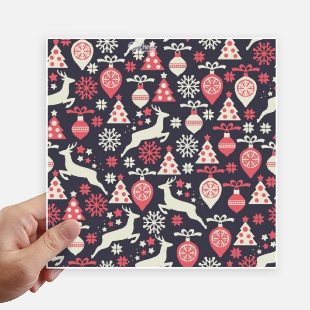 Autocollant carré arbre de Noël multicolore 20x20 cm pour mur 4Pcs