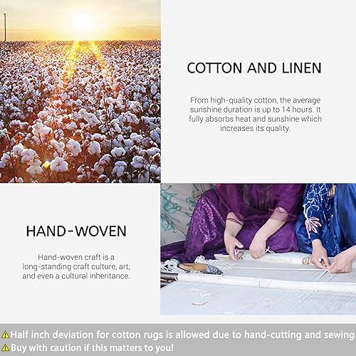 Miniatura 7 de Alfombra a rayas rojas y blancas de 27.5 x 43 pulgadas, de algodón, tejida a mano, reversible, plegable, lavable, alfombra roja y blanca para