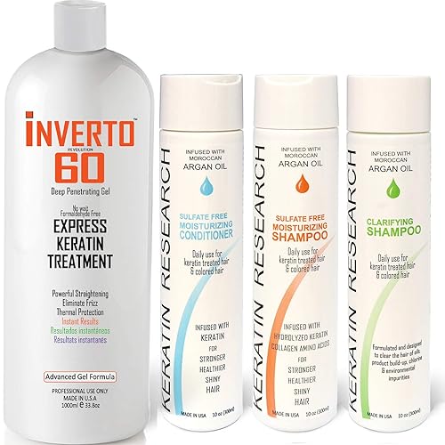 INVERTO 60 Advanced Gel Complex Brazilian Keratin Hair Blowout Treatment Formaldehyde Free Straightening Smoothing and Repair Damaged Hair Keratin