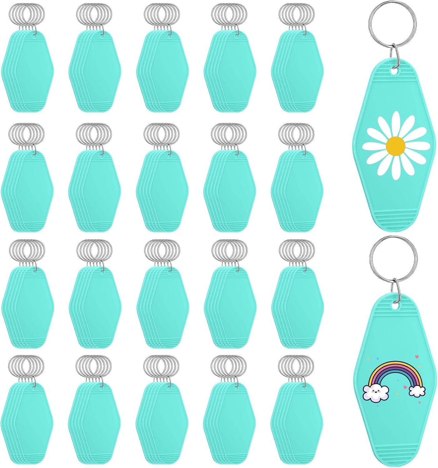 Thyle 100 Pcs Blank Motel Keychain Bulk Hotel Key Tag Vintage Sublimation Heat Transfer Keychain for DIY Craft Luggage Tag