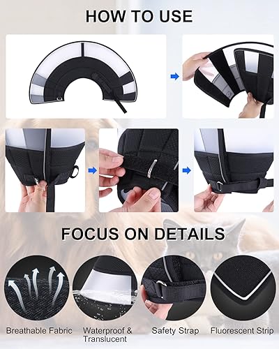 Miniatura 6 de Collar de cono para perros después de la cirugía, cono suave de recuperación de perros, conos transpirables para perros grandes y medianos pequeños,