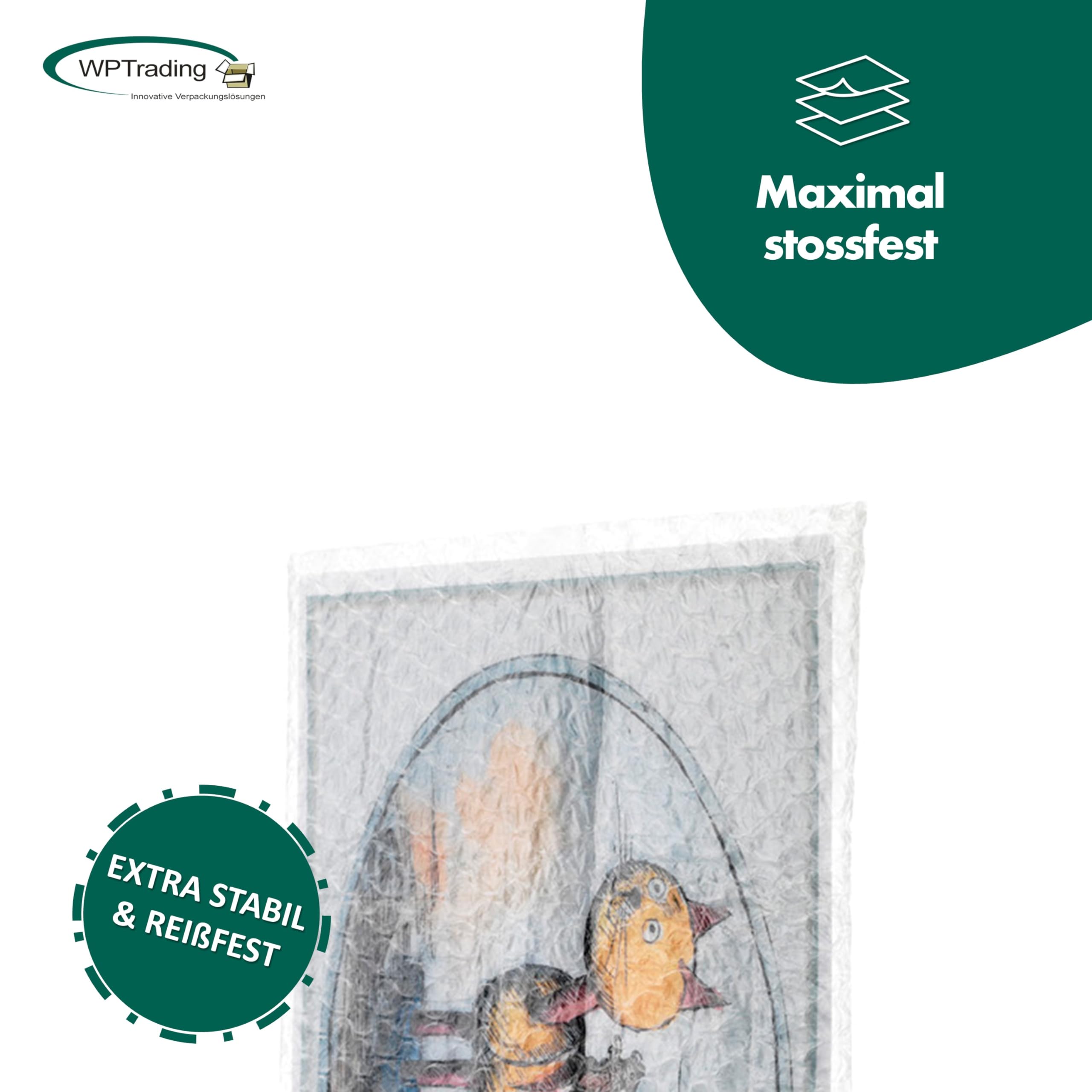 50 Stück Luftpolsterbeutel 400 x 600 mm (60my) Transparent - Luftpolsterumschläge aus 3-lagiger Luftpolsterfolie für Versand von Kleinteilen - Luftpolster Versandtasche für Warensendung