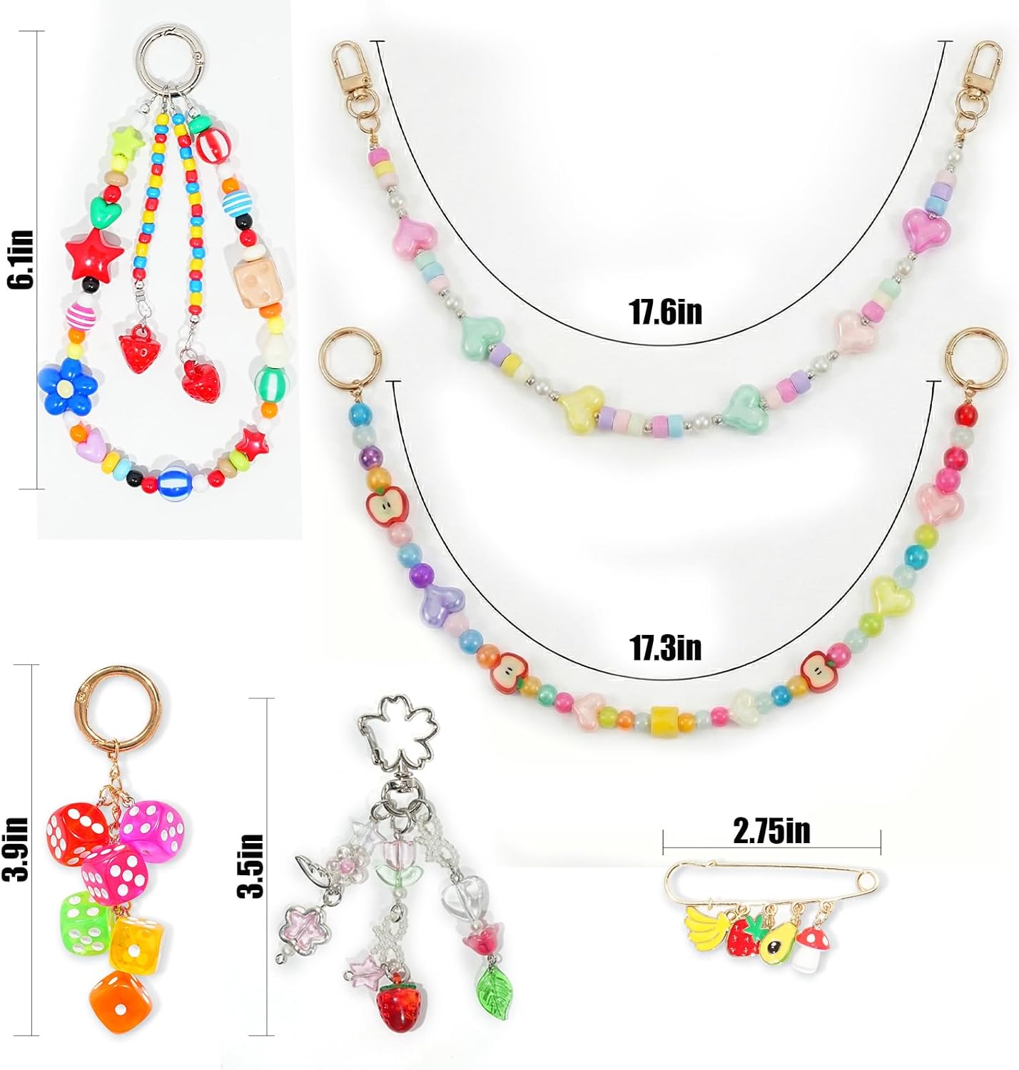 4 in 1 Bag Charms, Purse Charms,Bow Bag Charm Chain for Handbags, Purse Keychain, Purses Chain Charm, DIY Bag Accessories for Women - Image 2