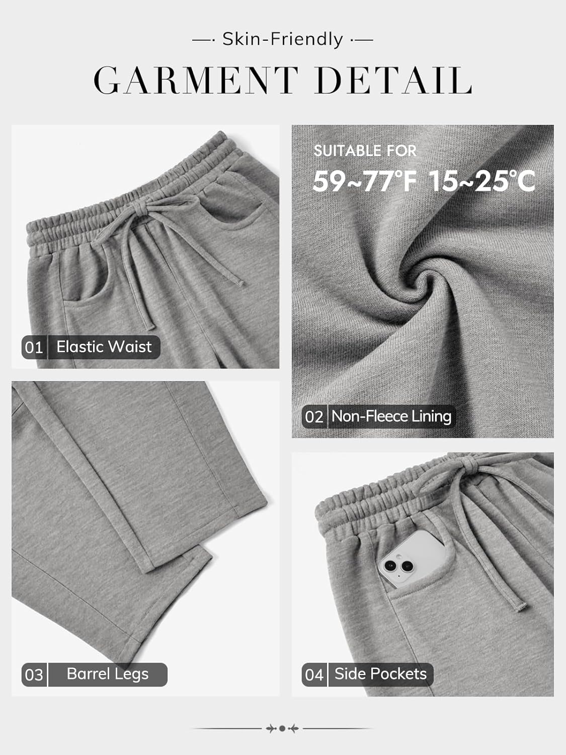 ATHMILE Barrel Sweatpants Women Fall Fashion Wide Leg Pants 2026 Baggy Lounge Comfy Flowy Sweat Pants with Pockets - Image 6