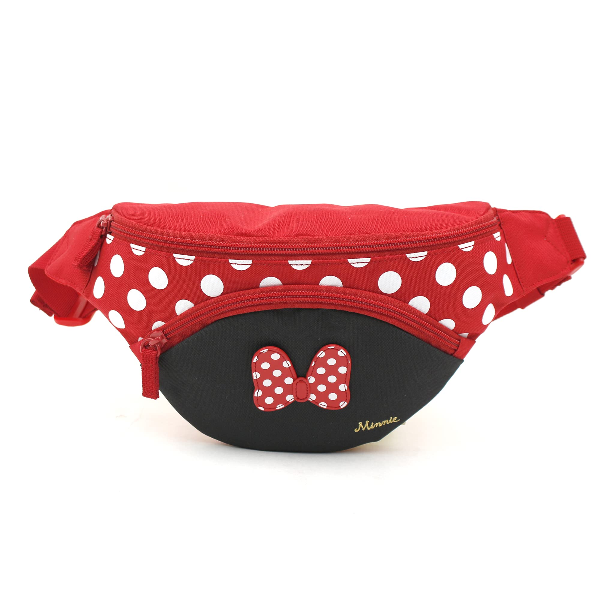 x Minnie Ribbon Polka Dot Red HipSack Waist Fanny Pack Wallet Travel Belt Sling Bag Cute Belly Purse for Teenager Girls Women