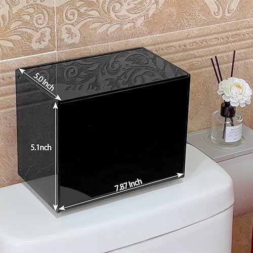 Miniatura 4 de Soporte de tampón para baño, caja de contenedor de tampones y almohadillas, soporte de almacenamiento de período para mujer, color negro