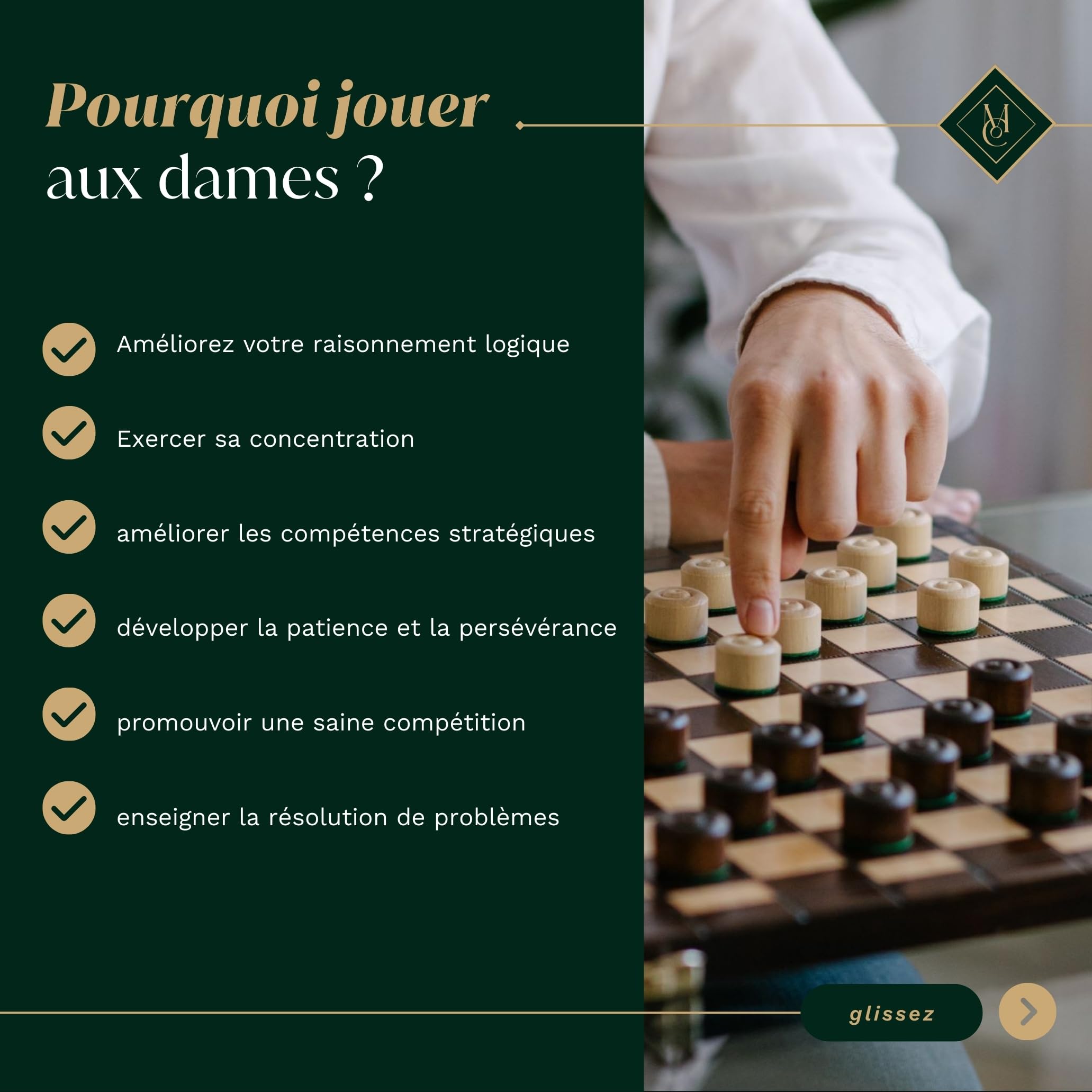 Master of Chess Dames Bois et avec Pieces 39 cm - Fait Main Jeu de Dame Voyage Pliable - Grand Jeux de Dame pour Enfants et Adultes - Pions en Bois de Charme