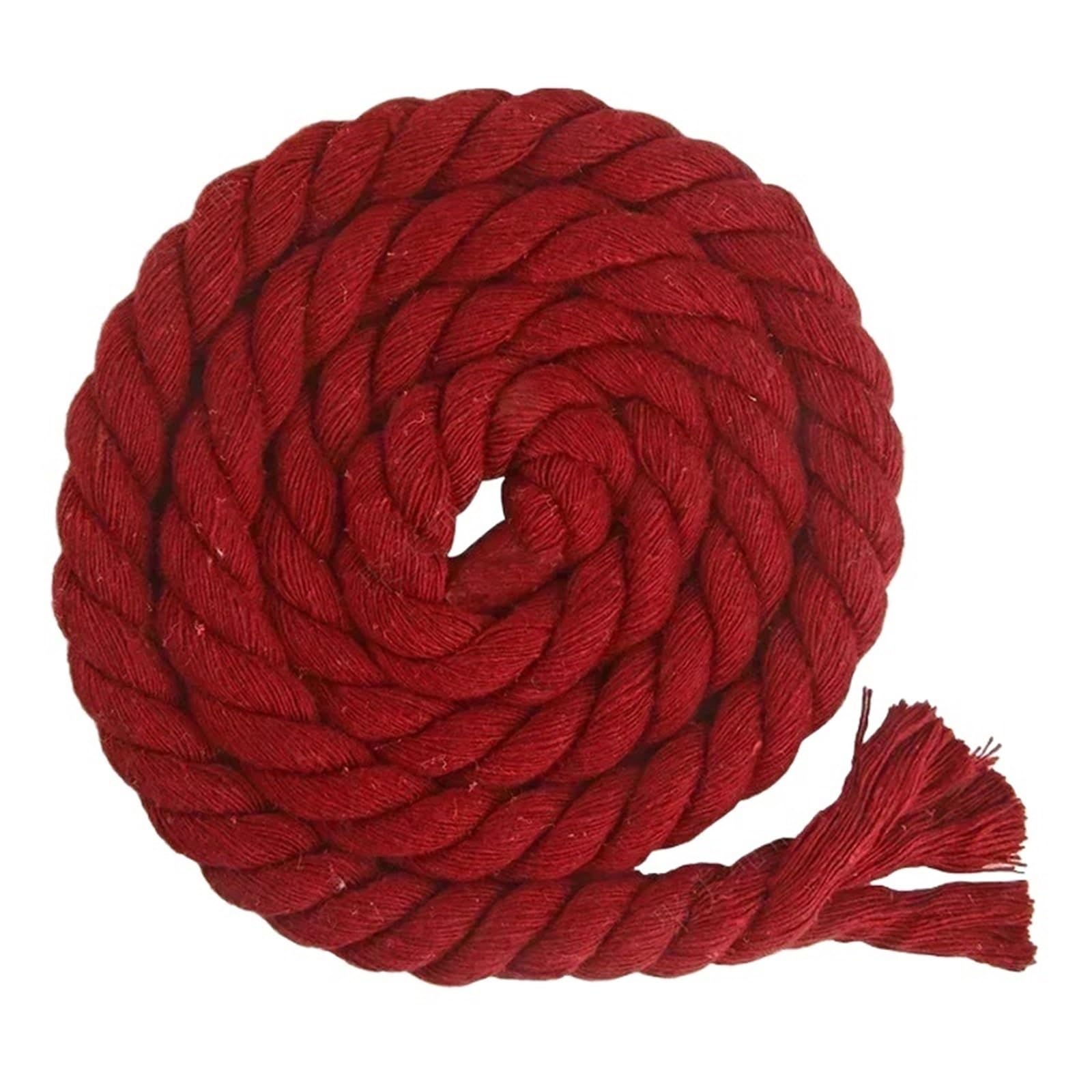 Cotton Macrame Cord 5Meters 5-20mm 3 Shares Twisted Cotton Rope Bag Knapsack Braided Cord DIY Craft Dark Decoration Macrame Ropes Cords Material(WineRed,20mm-5Meters)