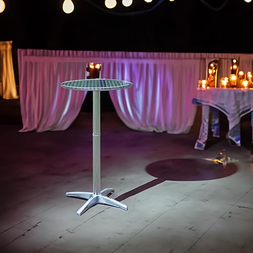 Miniatura 5 de BTEXPERT Mesa de bar redonda de 23.75" para interior o exterior de aluminio, altura de bar de restaurante de 44", muebles de patio de acero