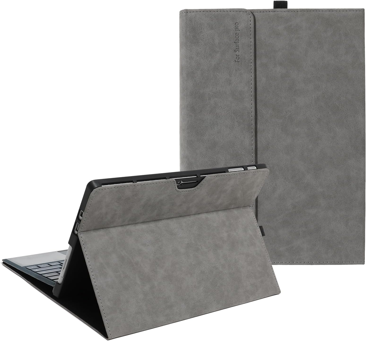 Heycase Multiple Angle Stand with Pen Holder Compatible with Microsoft Surface Pro 8 13 inch,TPU Soft Shell Case Signature Keyboard Cover,Grey