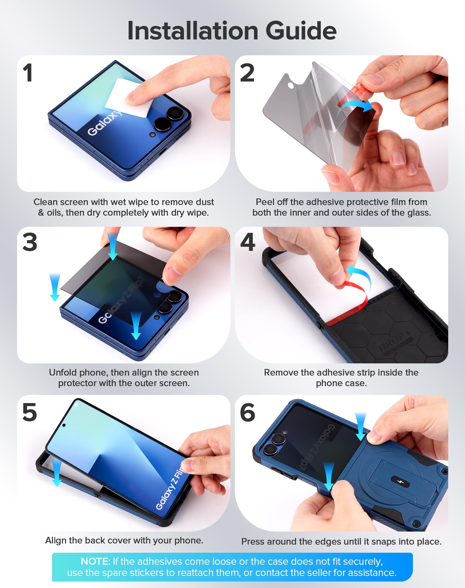 Goton Custodia per Samsung Galaxy Z Flip 7 con clip per cintura, blu