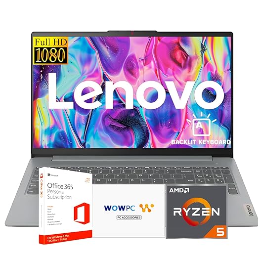 Lenovo V15 Laptop for Student & Business with Microsoft Office, AMD Ryzen 3 7320U (Beat i7-1065G7), 15.6 FHD, Radeon Graphics, 16GB RAM 512GB SSD, Eth
