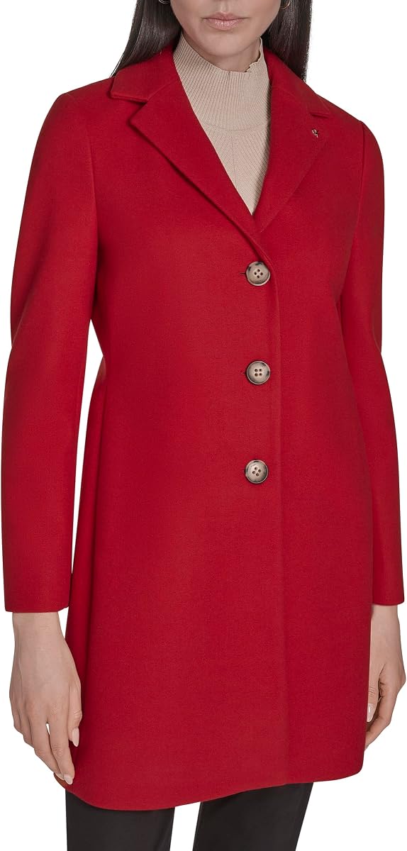 Women's Classic Faux Wool Overcoat – Long Button Front Winter Jacket