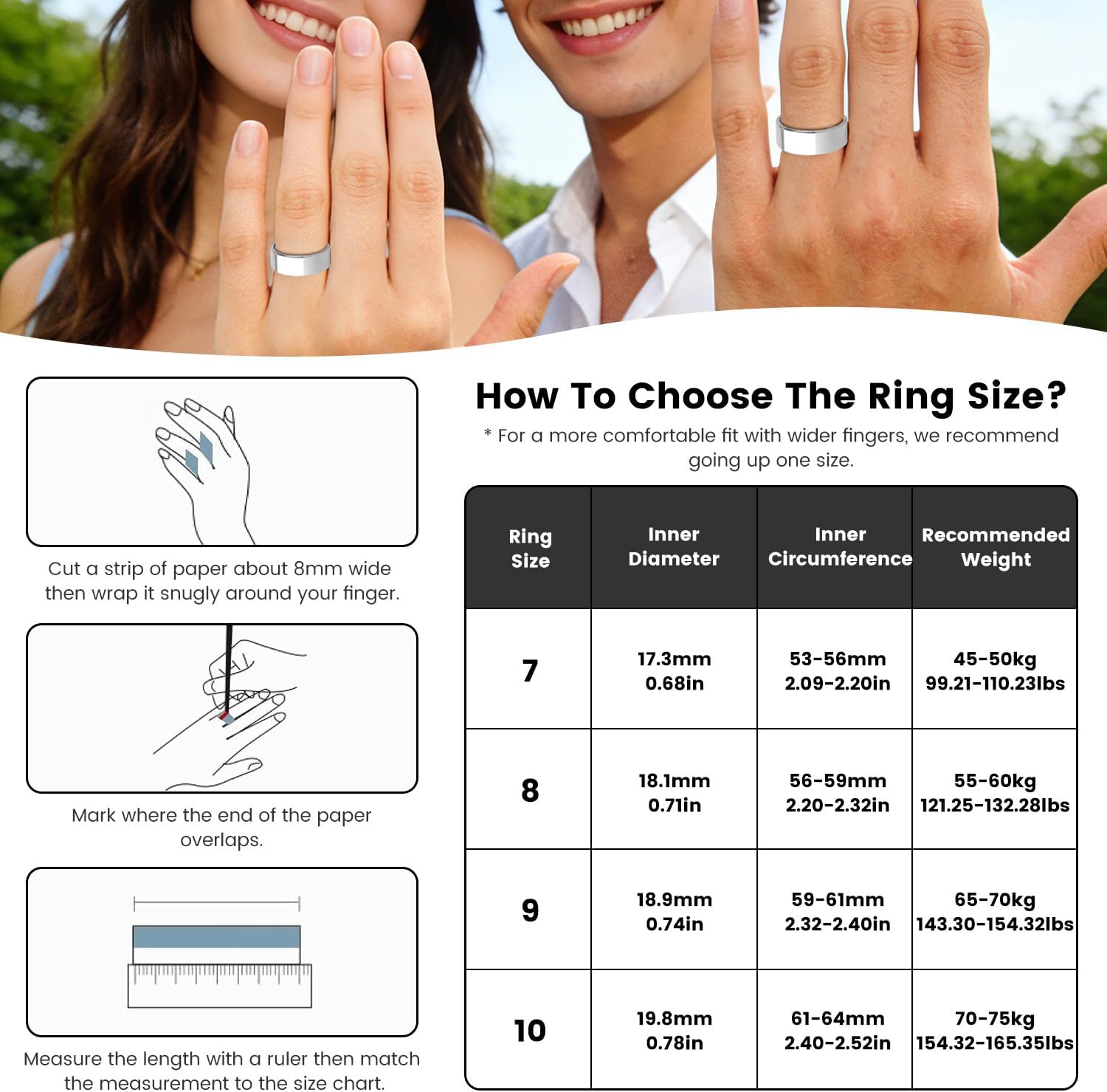 Smart Ring for Women Men, Fitness Tracker Ring with Heart Rate, Sleep Monitoring, Step Counting, Stress Tracker, 7-Day Battery Lift, IP68 Waterproof Smart Ring Compatible with iPhone & Android