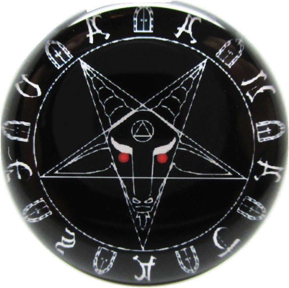 Pair* Black Baphomet Pentagram Ear Plugs - Acrylic Screw-On - 10 Sizes (2 Gauge (6mm))
