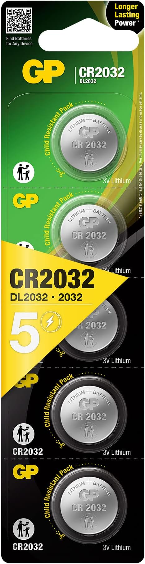 GPCR2032 Lithium Coin Cell Batteries - Pack of 5