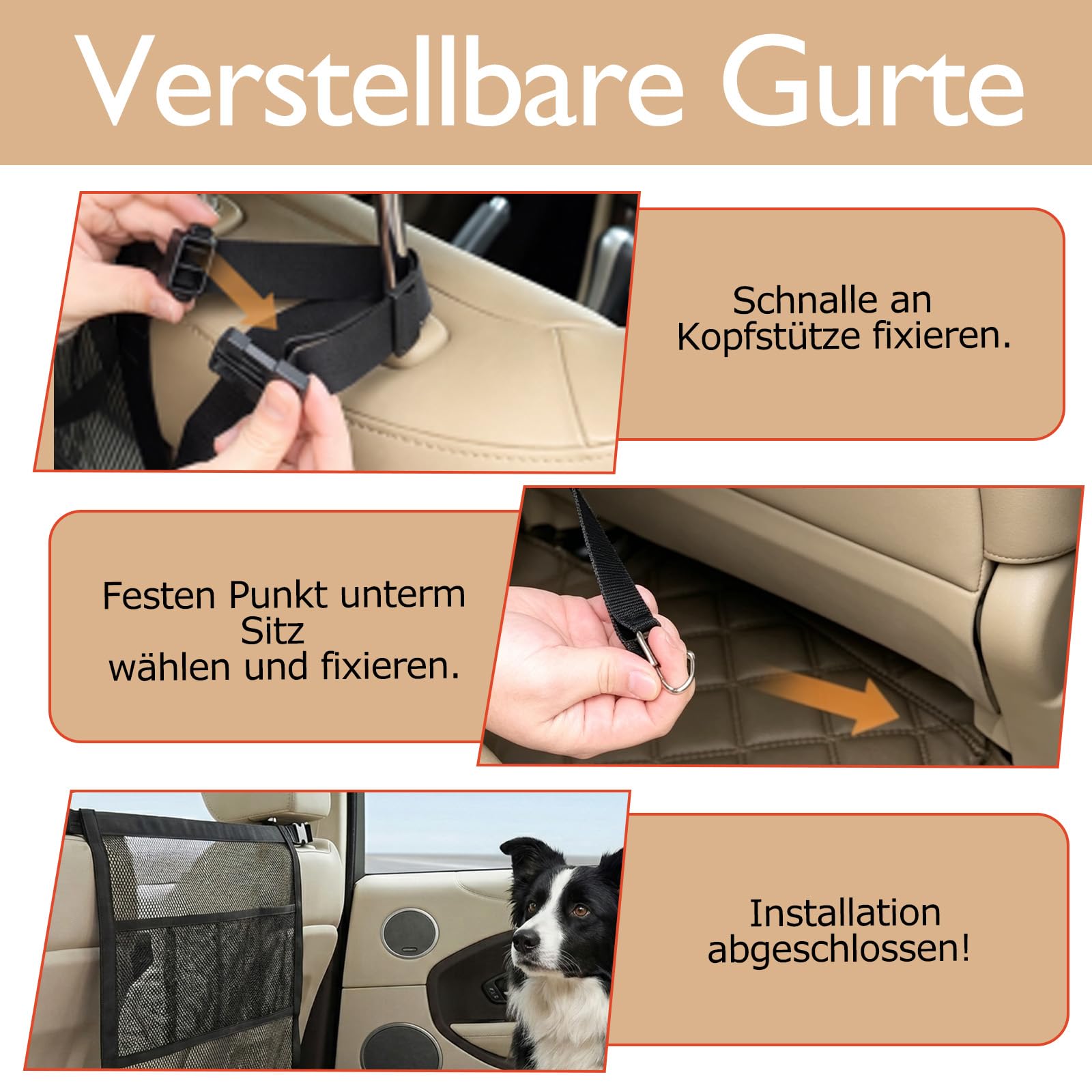 Hundegitter Auto Mit Aufbewahrungstaschen Universal Trennnetz Hund, 69*56cm | Hundenetz Auto Rückbank|Auto Hunde Rückbank Barriere|Auto Hundenetz Sicherheitsnetz|Gepäcknetz Kofferraum Netz|Netz Innenraum
