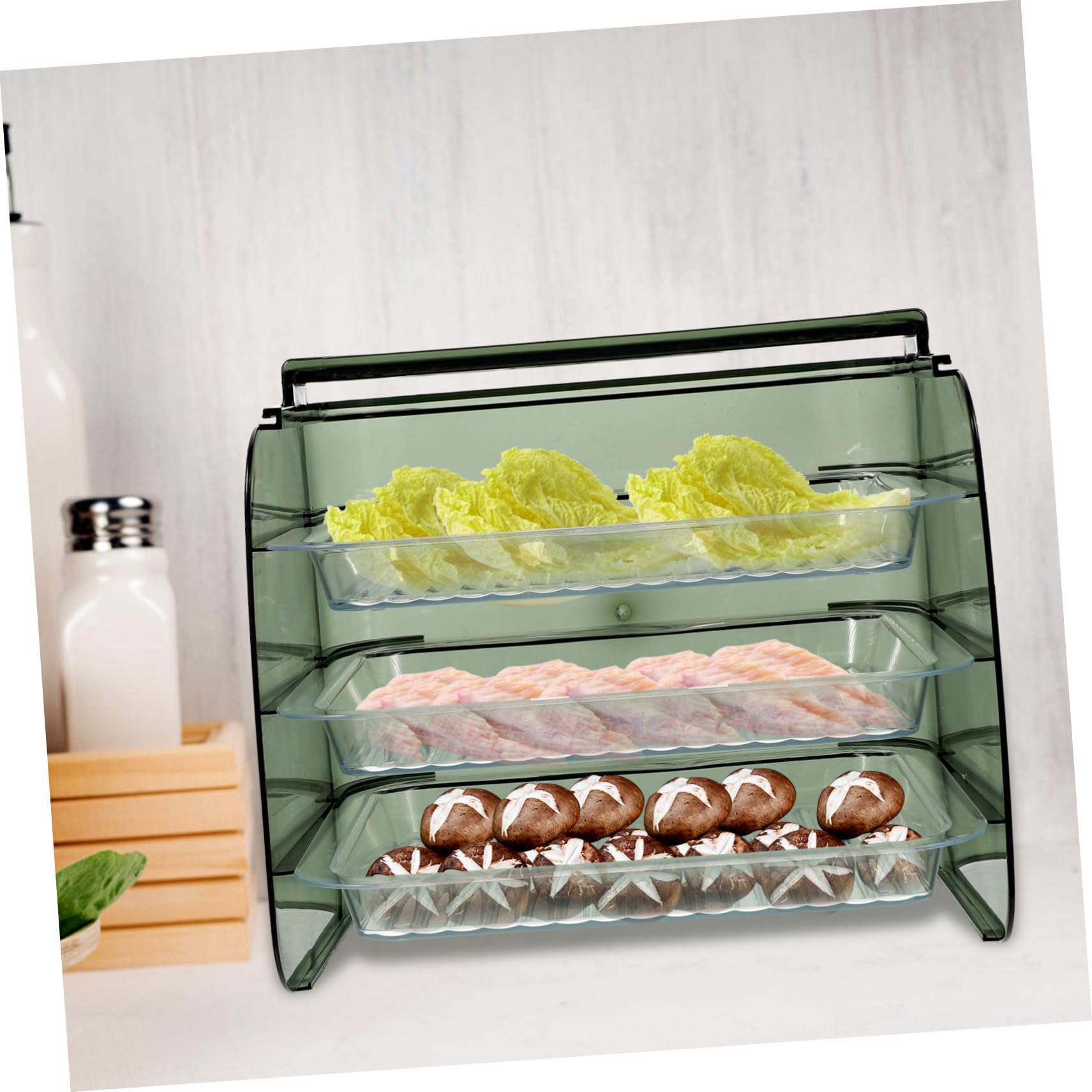 Estante de Almacenamiento de Alimentos de Cocina Transparente Verde, Triple Capa, Resistente al Calor, Rejilla para Preparar Ollas Calientes, Adecuado para Cocina y Organización