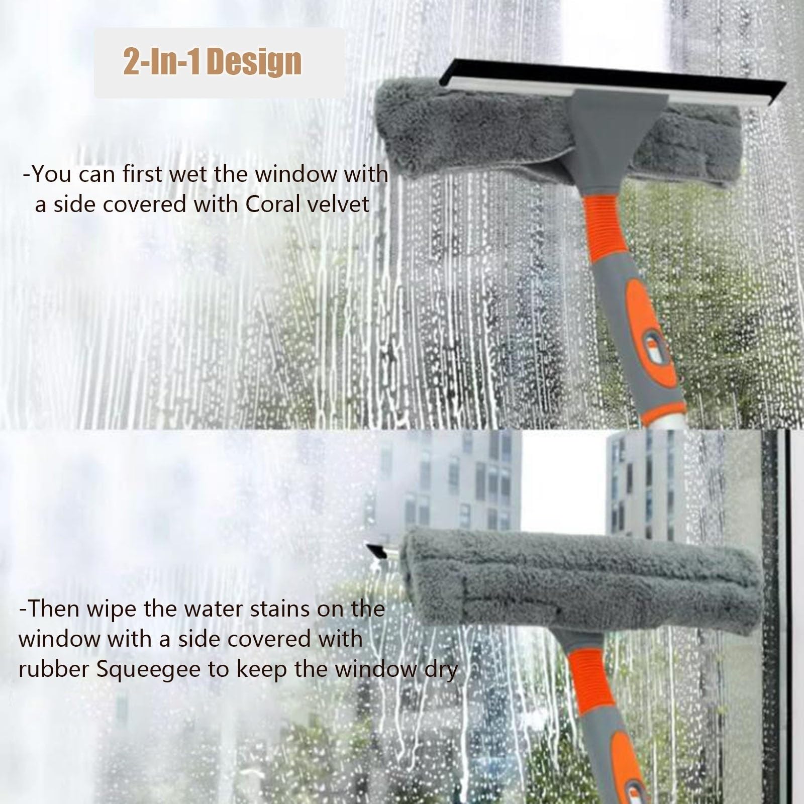 Limpiacristales Limpiador de Ventanas Escobilla de goma de la ventana Herramienta de limpieza, 5.4 7.1 8.7 10.3 16.7 21.5 pies de largo de aluminio Bendable Ventana Equipo de lavado, para vidrio, duch