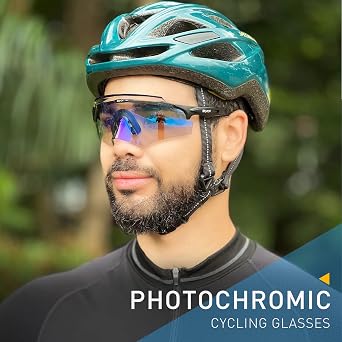 SCVCN Photochromic Cycling Glasses Men Women Wrap Around Sports Sunglasses HD MTB Bicycle Riding Mountain Bike Sunglasses S25