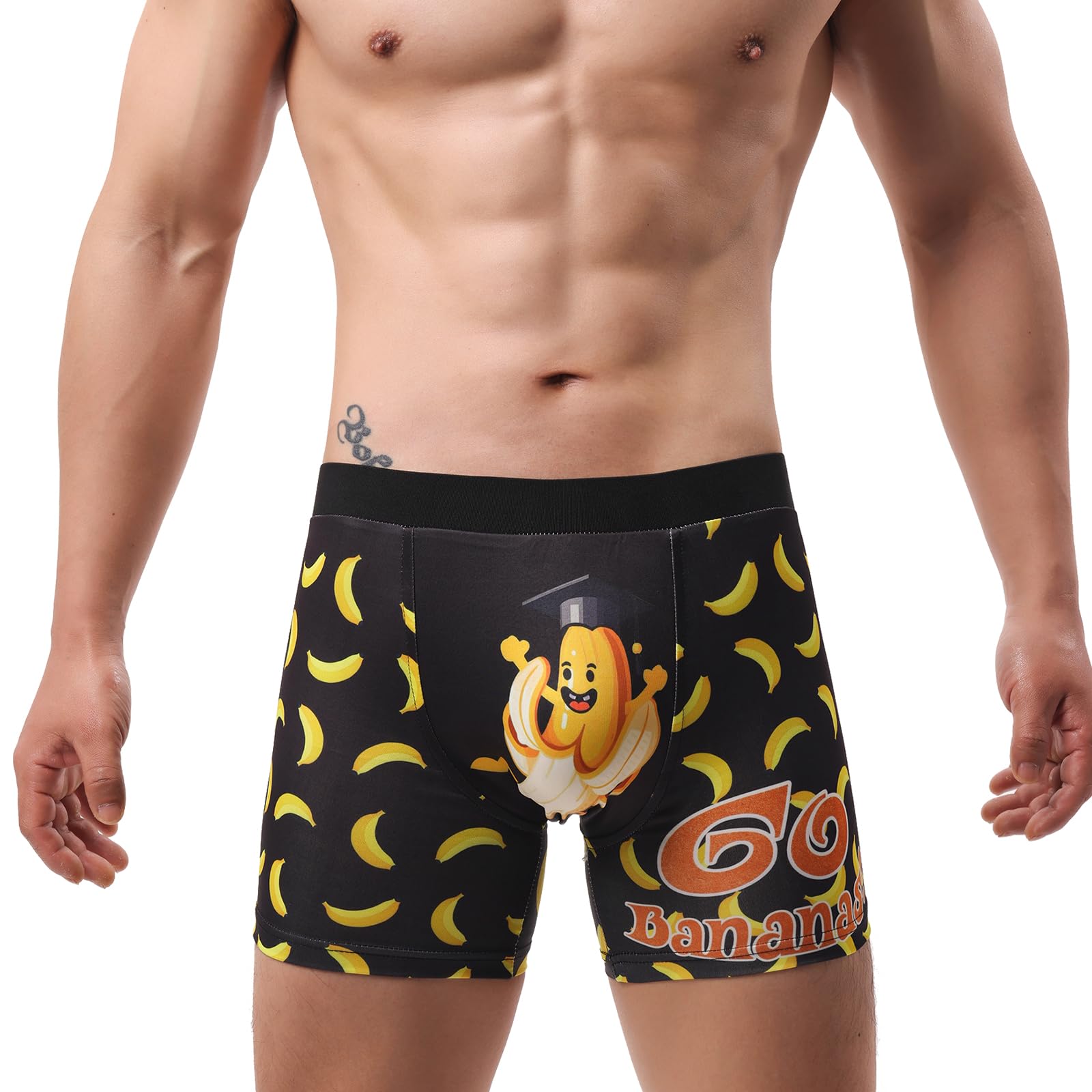 Evankin Men Funny Boxer Briefs, Sexy Novelty Banana Underwear, Graduation Gag Gift, Comfort Soft Underpants Shorts, Go Bananas!, XXL