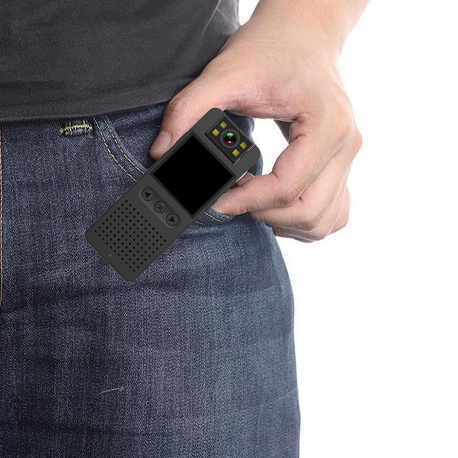 Syfunlv Mała kamera WLAN, mini nagrywarka wideo, przenośna, ukryta kamera, z obiektywem obracanym o 180°, wykrywanie ruchu, widoczność w nocy, nagrywanie audio, 1080p HD, mała kamera