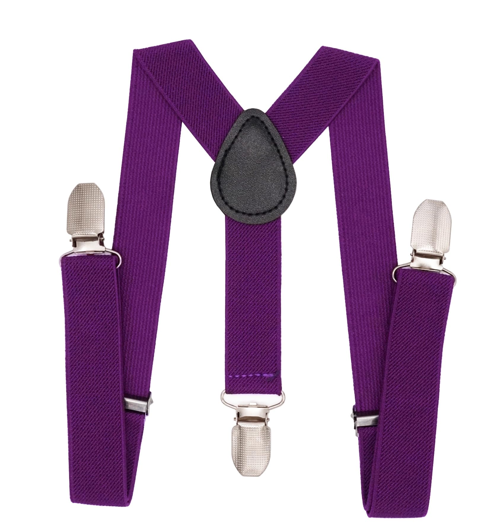 WannGe Child Kids Suspenders - 1" Adjustable Y-Back Suspender for Boys & Girls - Purple