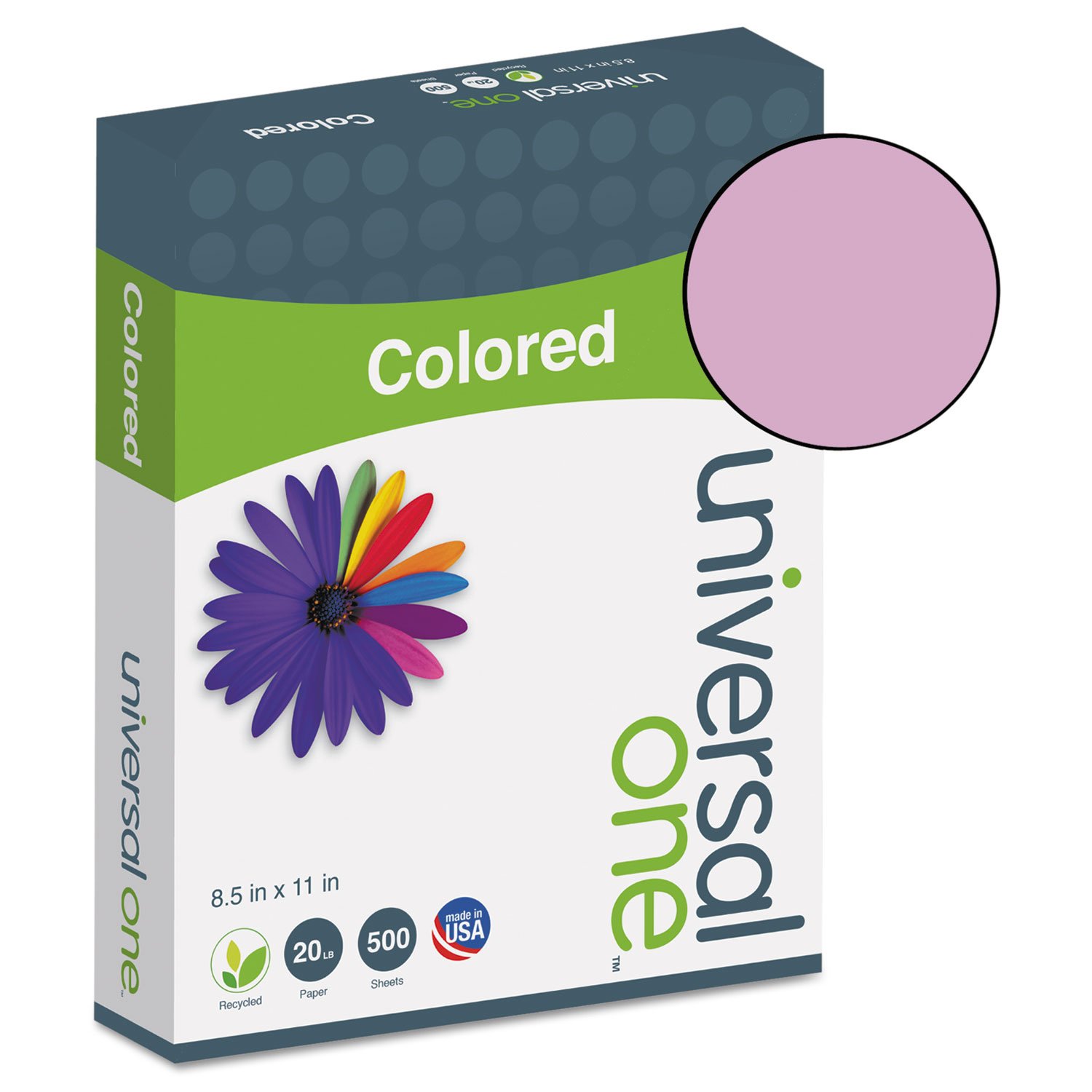 Universal 11212 Colored Paper, 20lb, 8-1/2 x 11, Orchid, 500 Sheets/Ream