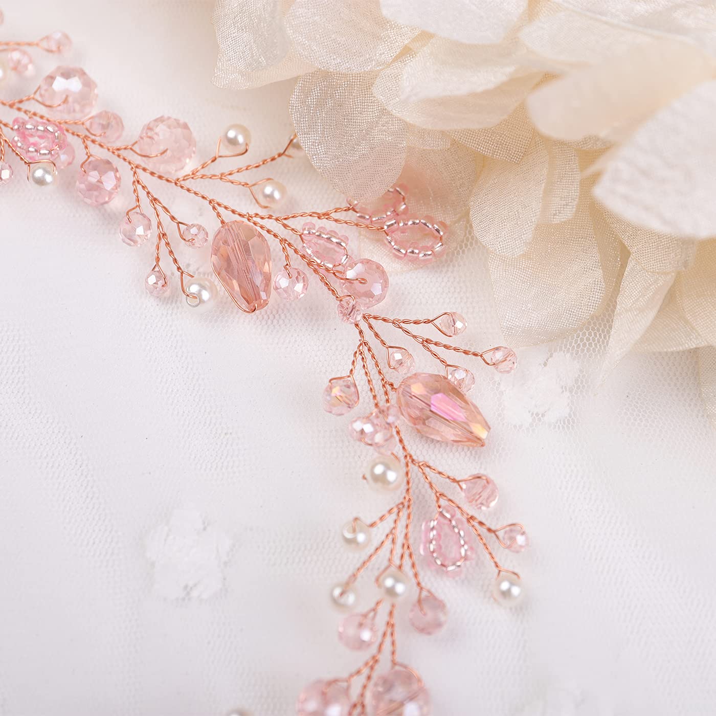 Amazon.com : Kercisbeauty Wedding Pink Crystal Pearl Rose 