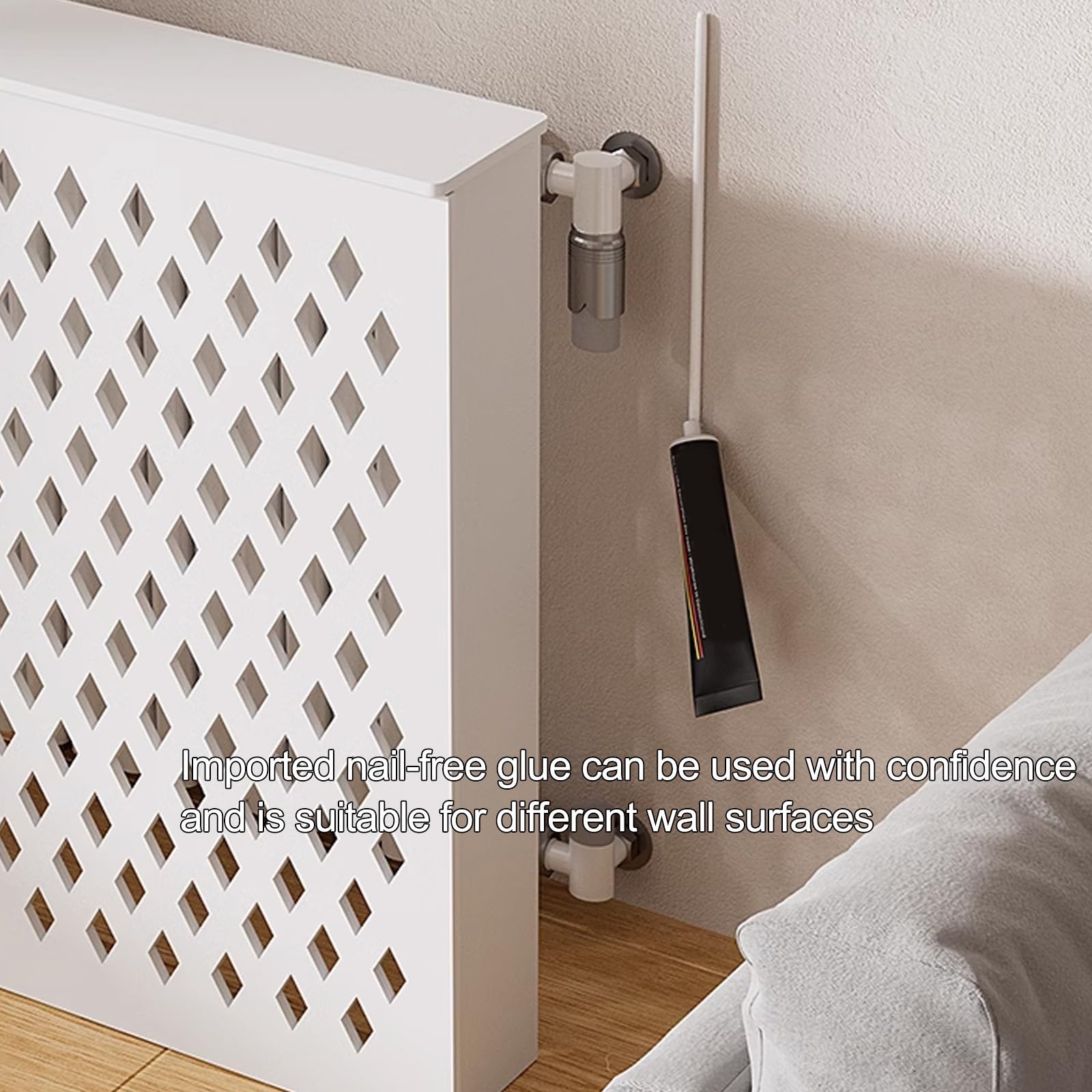 Generico Copritermosifone Moderno, mobiletto riscaldante, Elegante mensola da Pavimento per Soggiorno e Camera da Letto, Protezione per Tubi, 70x70x20 cm (27,6x27,6x7,9 Pollici) - Home Decor Solution
