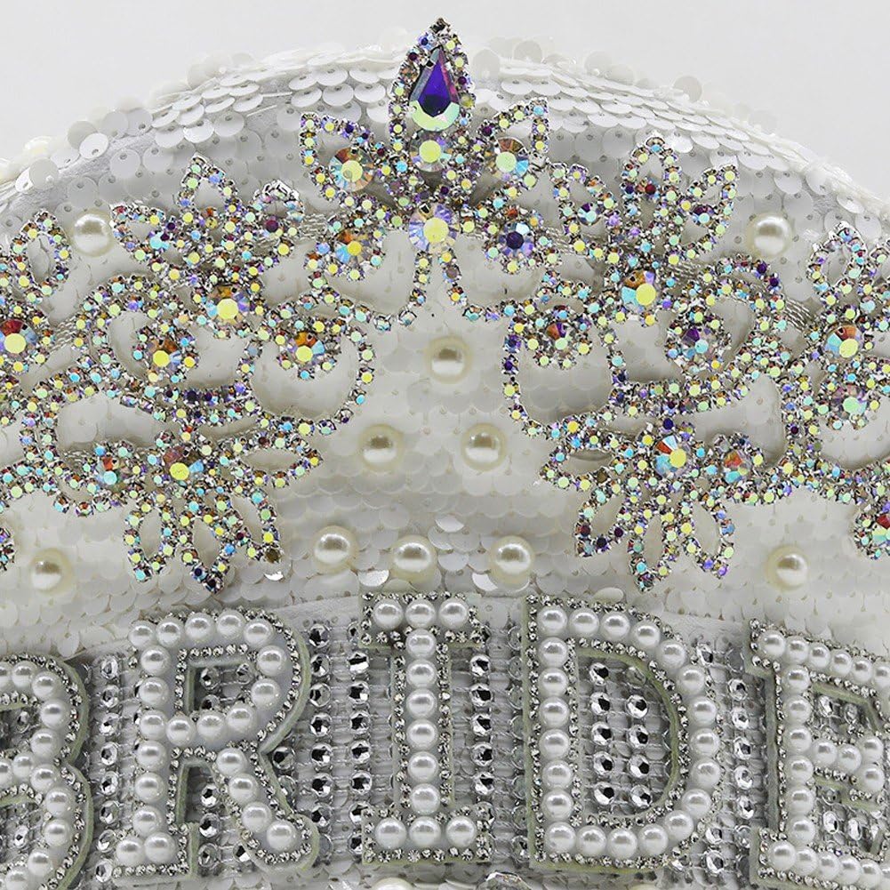 Cappello Sposa Cappello Capitano della Sposa Cappello Marinaio Sergente Cappello Militare con Paillettes Perla con Cappello Scuro Cappello Discoteca con Paillettes per Festa di