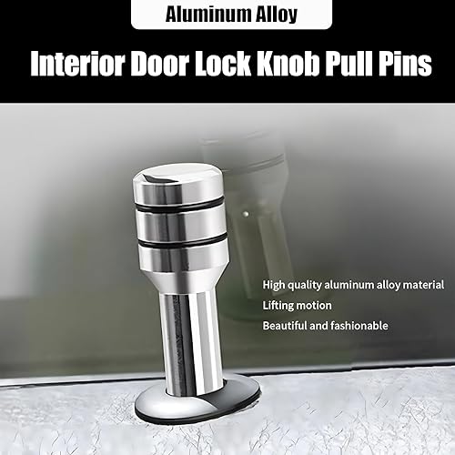 Miniatura 9 de Yumfugu Paquete de 4 pomos para cerradura de puerta de automóvil, 1.93 x 0.47 pulgadas, pines personalizados para cerradura de puerta interior,