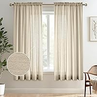 Vista 24 de Melodieux Cortinas semitraslúcidas blancas de 24 pulgadas de largo para cocina, cafetería, dormitorio, ventanas pequeñas, con bolsillo para barra