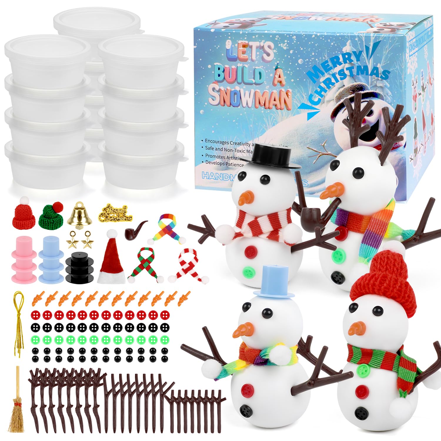 VEYLIN Christmas Snowman DIY Clay Craft Kit for Kids with Accessories