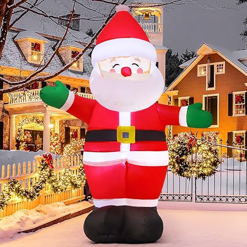 GOOSH 5 FT Christmas Inflatables Santa Claus Outdoor Decorations Blow Up Yard Standing Santa with Built-in LEDs for Holiday Party Xmas Yard Garden Lawn Decor